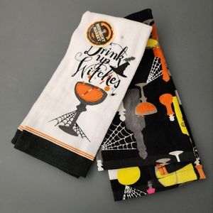 Halloween Wine Themed Dish Towels